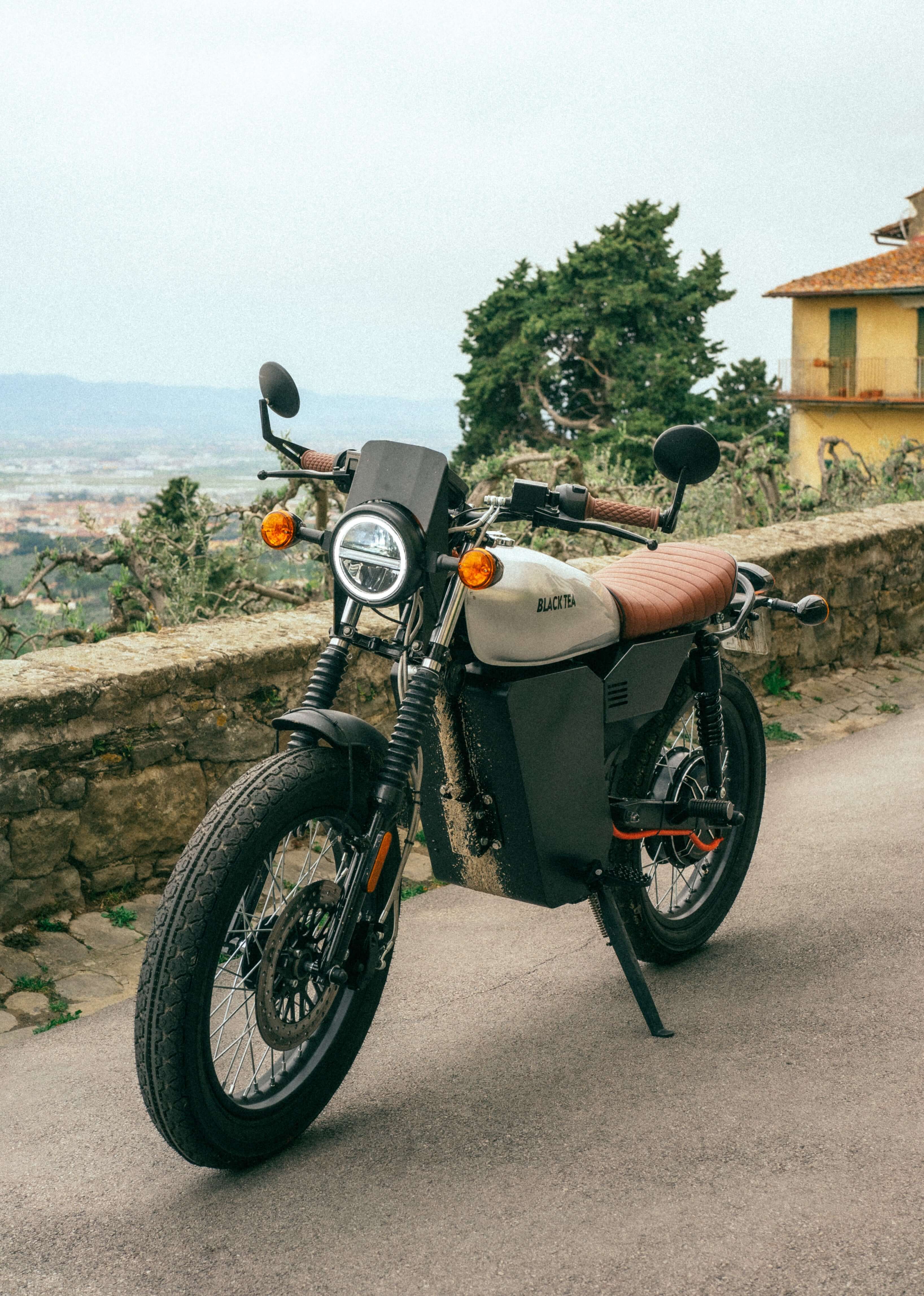 Electric Motorcycle standing on the street